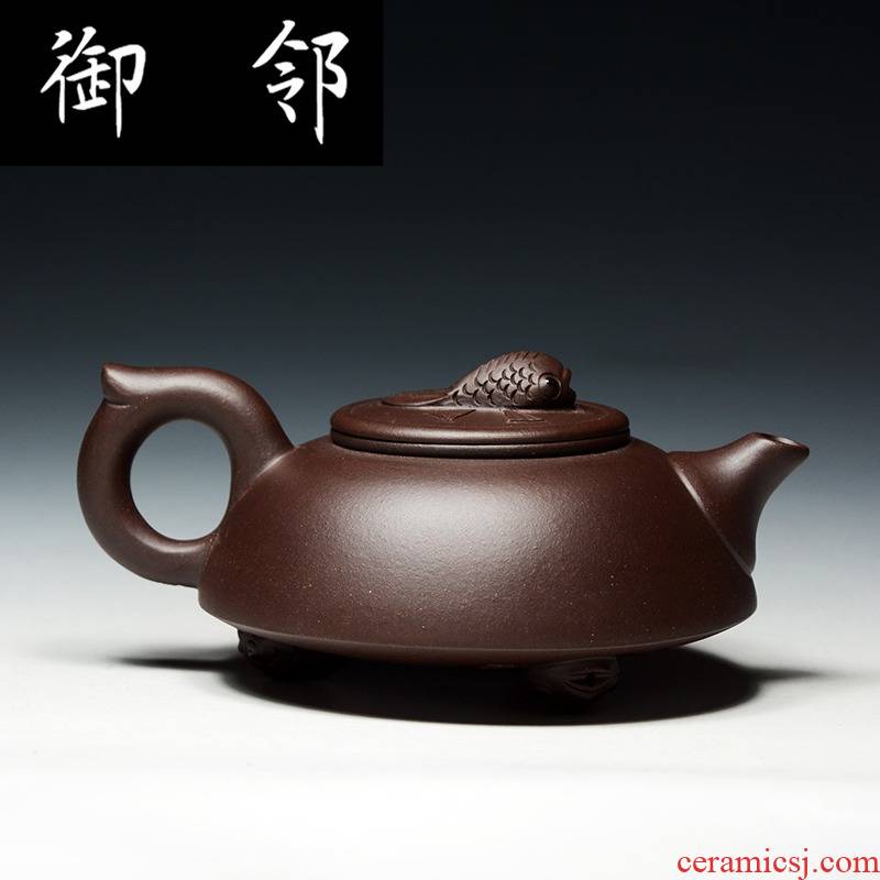 Authentic yixing it famous fu - jun fan manual undressed ore old purple teapot illuminated fish every year more than pot of QD