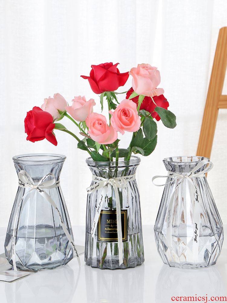 Adornment is pure and fresh and other dark brown, conical sitting room China floret bottle glass water raise mini transparent accessories wellies