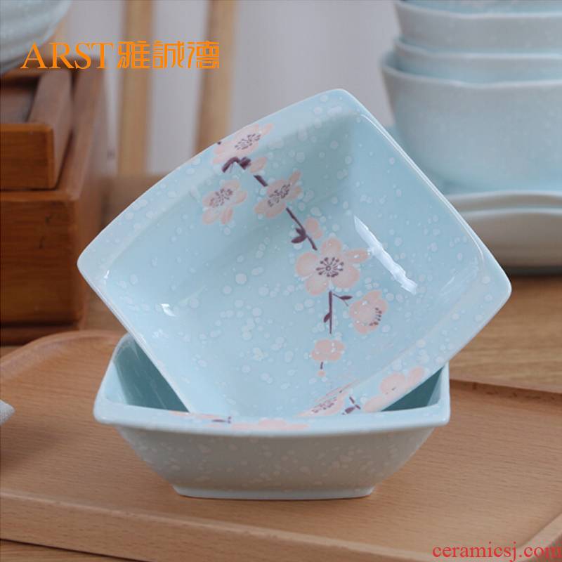 Ya cheng DE element rhyme surplus sweet dazzle see colour pink blue curved bowl bowl of soy sauce vinegar dish tableware under Japanese printing glaze