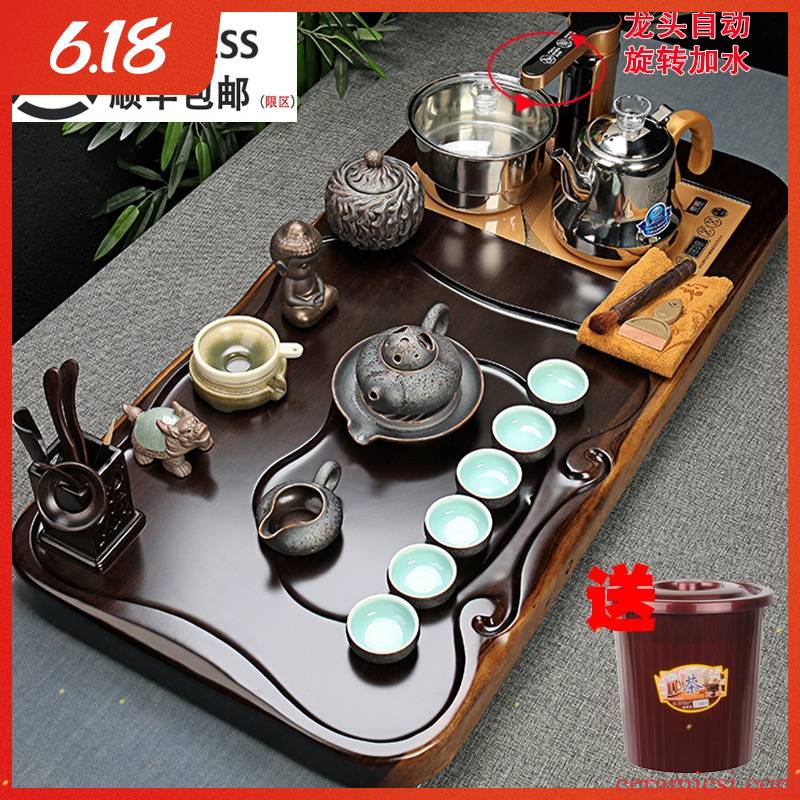 Tea set household ebony wood Tea tray ceramic violet arenaceous kung fu Tea cups of a complete set of fully automatic four unity contracted