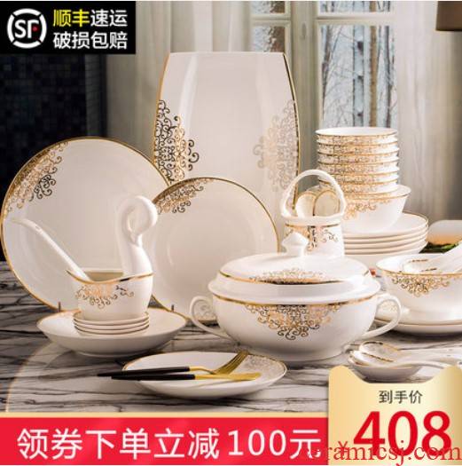 The dishes suit household European contracted costly 56 skull porcelain tableware suit jingdezhen ceramic dishes