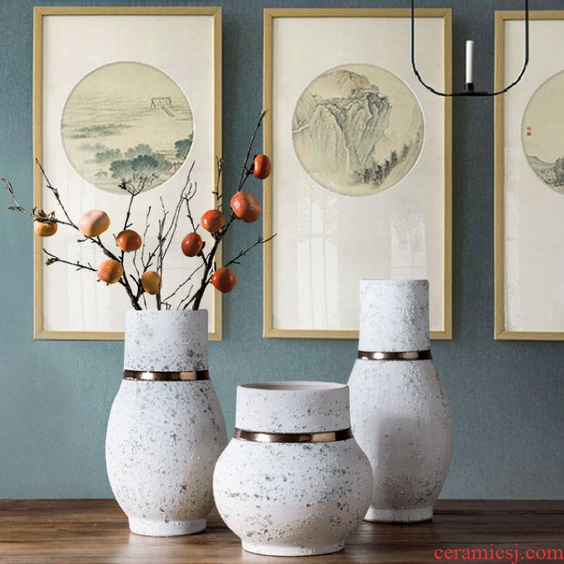 Jingdezhen ceramic new Chinese style table vase dried flower adornment furnishing articles of modern decoration art flower arranging creative living room