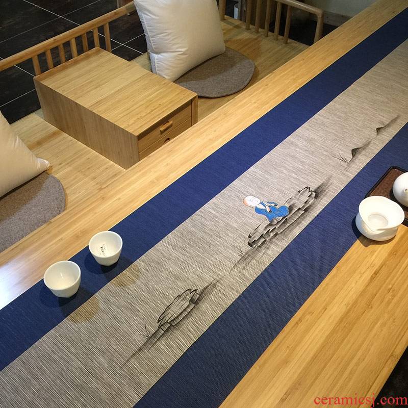 Japanese tea table table flag hand tea zen tea table cloth mat waterproof paper long tea shade cloth tea flag