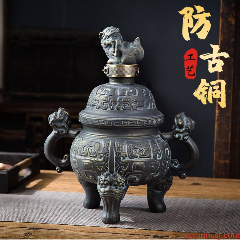 Jingdezhen seal home antique liquor bottle male household ceramic jars to high grade decorative furnishing articles hip 4 jins