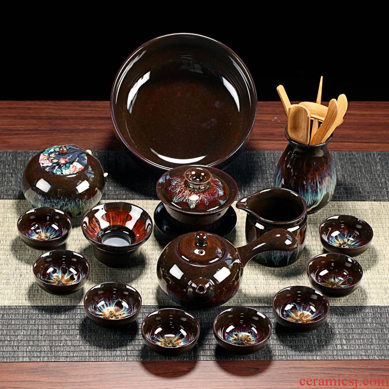 Variable kung fu tea set suit household ceramics building red glaze, a complete set of tea tray was little teapot teacup tureen masterpieces