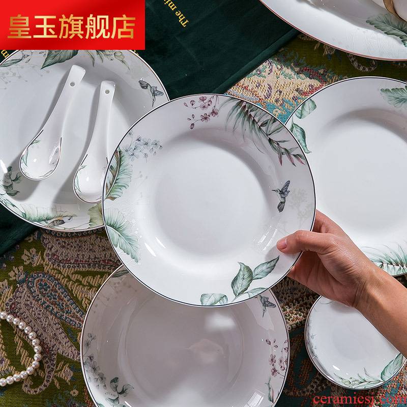 8 PLT jingdezhen ceramic tableware suit Korean dishes suit household bowls of ipads plate pastoral food dish