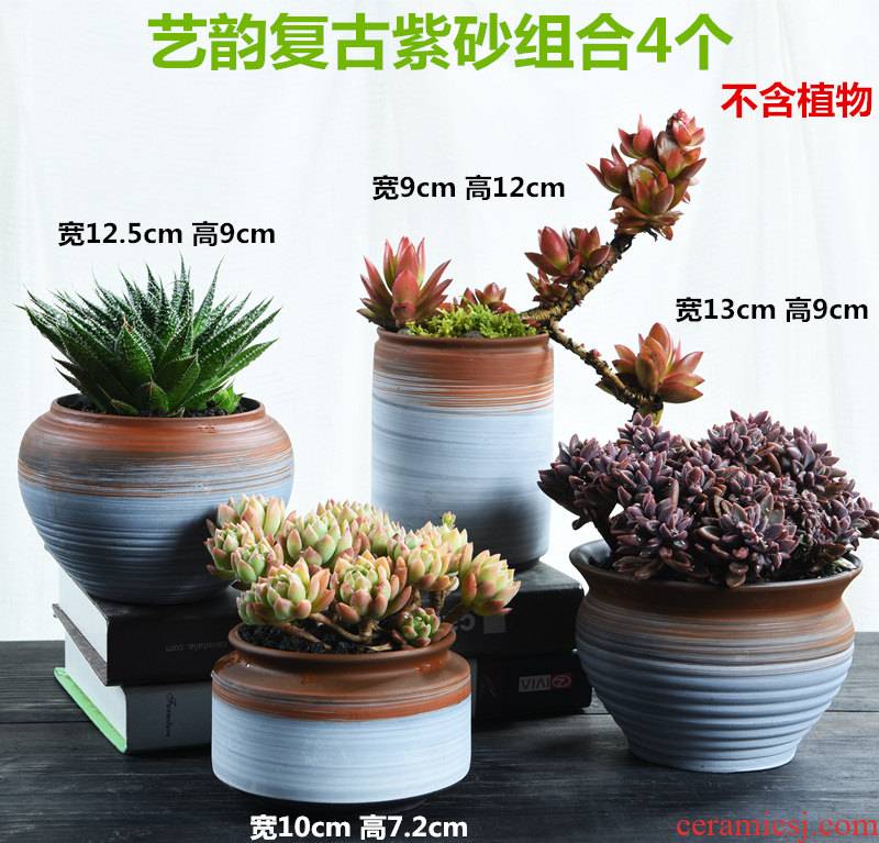 Purple sand flowerpot old running the retro coarse pottery breathable creative move high large fleshy meat meat the plants potted flower