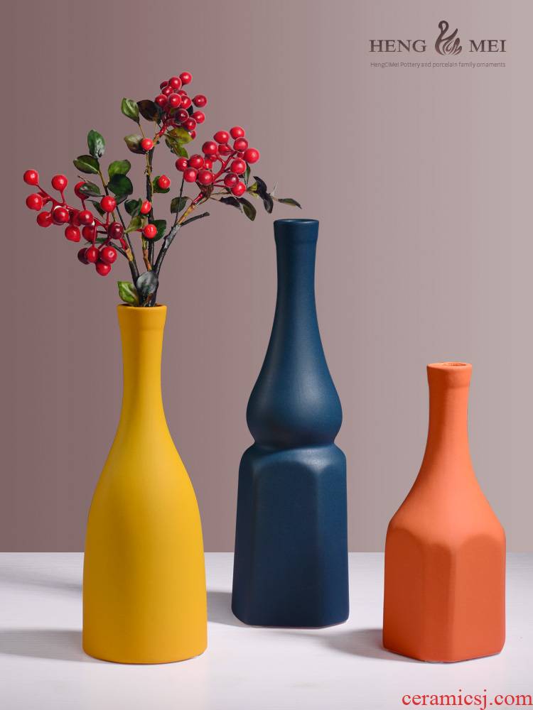 Boreal Europe style morandi ceramic vase furnishing articles sitting room art flower arranging dried flower adornment ins wind floret bottle