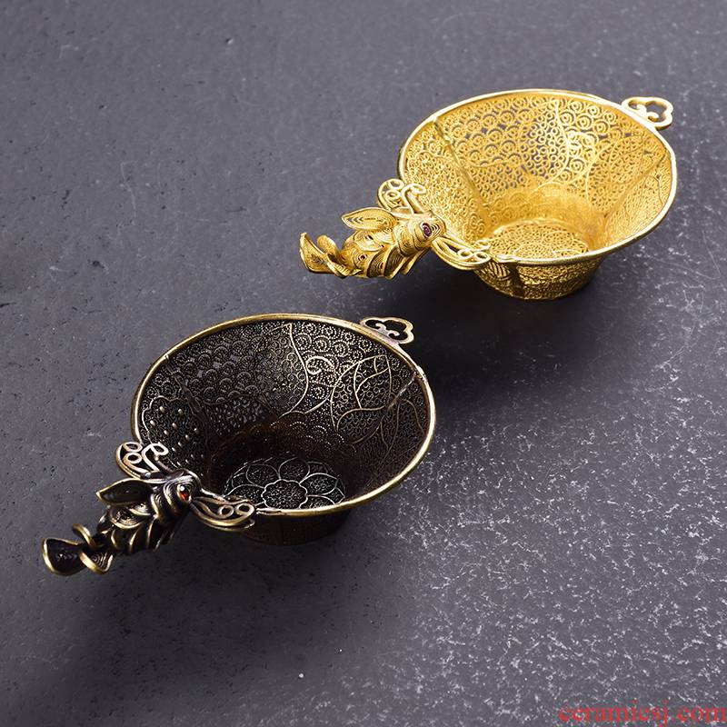 Pure copper) tea filter creative tea strainer hand - woven tea lotus tea strainer mesh tea set with B,