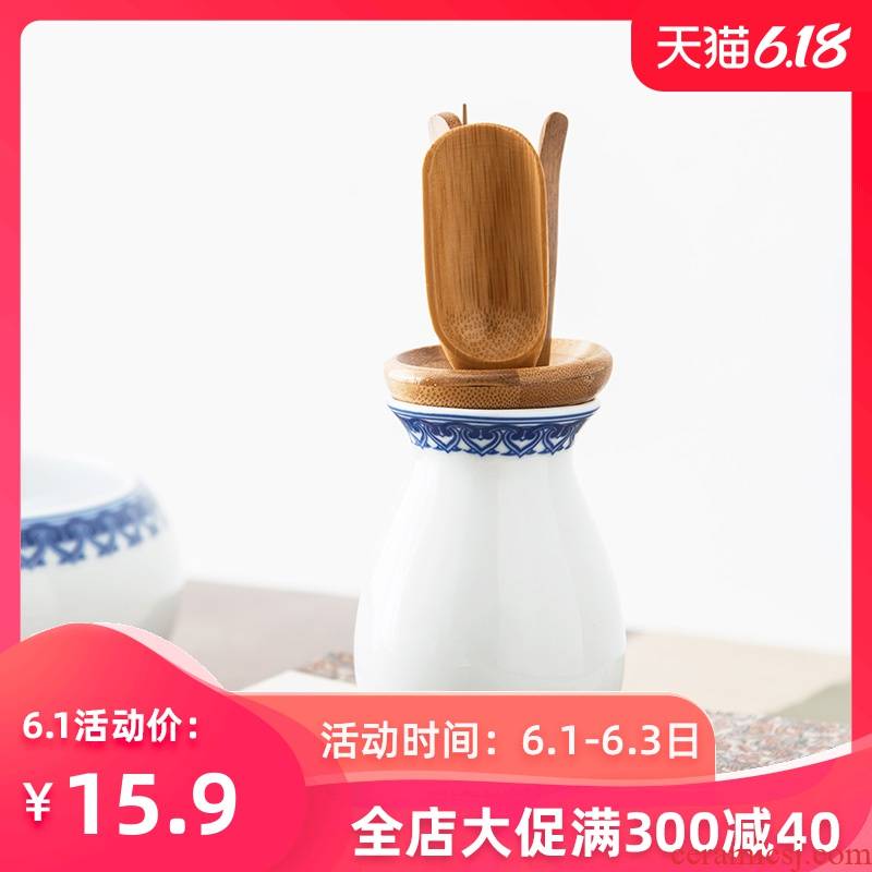Kung fu tea sets tea tool ceramic 6 gentleman ebony teaspoons ChaGa clip tea accessories bamboo