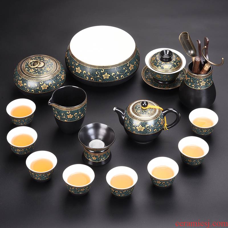 Meditate on the kung fu tea set contracted Japanese home office ceramic teapot teacup tea sea GaiWanCha accessories