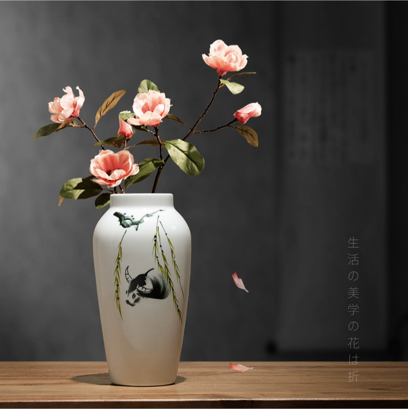 New Chinese style manual ceramic vase furnishing articles home sitting room art adornment flower arranging dried flowers contracted creative decoration