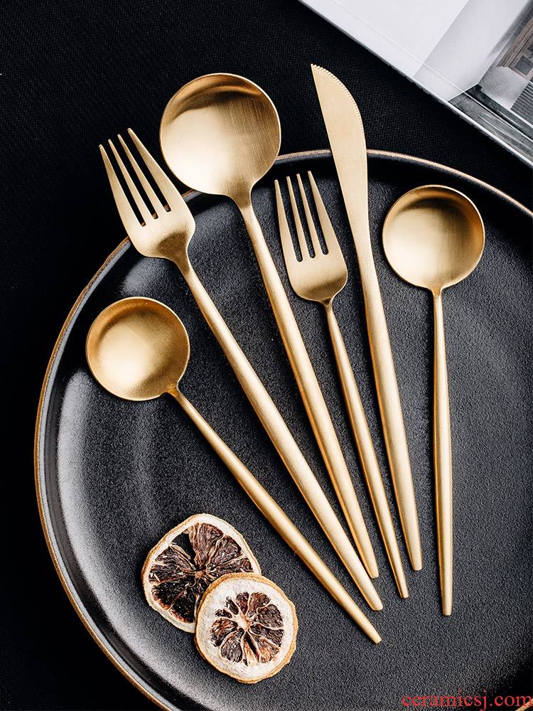 Web celebrity ins cutlery set 304 stainless steel tableware, informs western - style food Web celebrity steak knife and fork spoon, three - piece suit