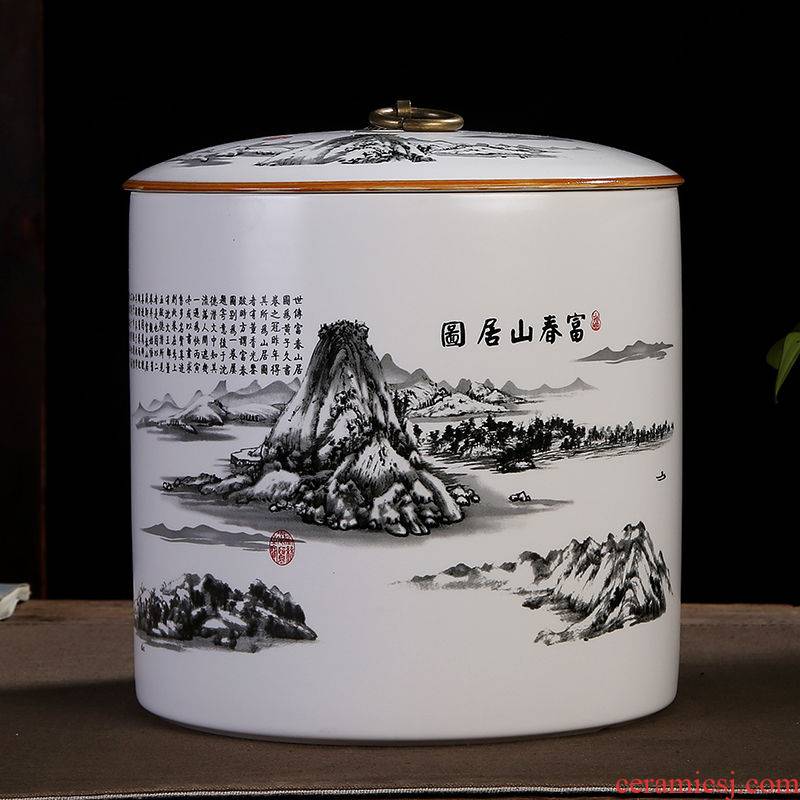 White porcelain large one jin pu 'er tea box sealed storage tank ceramic small purple sand tea box of red and green tea