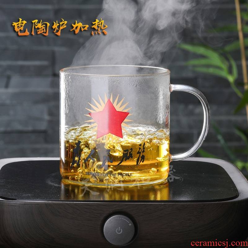 Implicit artisan glass cup more household heat large capacity cups "bringing nostalgic tea urn
