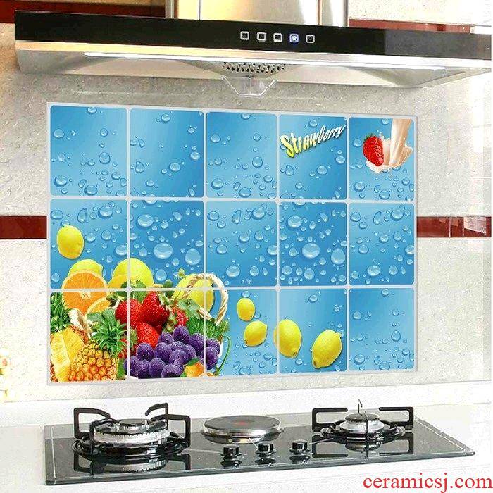 Adornment kitchen sticky oil from becomes wall stickers waterproof which dining - room metope aluminum foil tile stick fruit drops