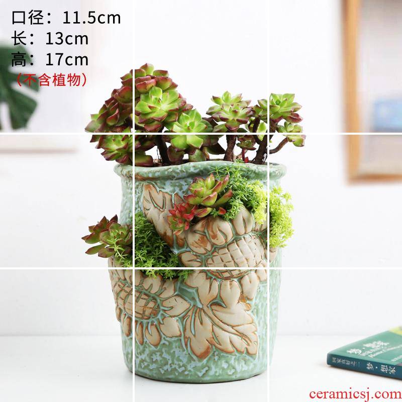 Europe type move more ceramic flower pot hole, hole much more meat platter green potted flower, orchid flower POTS