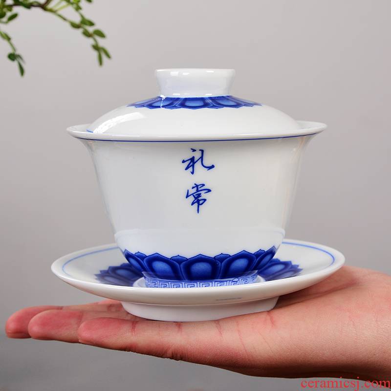 Tureen of blue and white porcelain tea set large ceramic cups kung fu tea tea for green tea teapot only three cup bowl