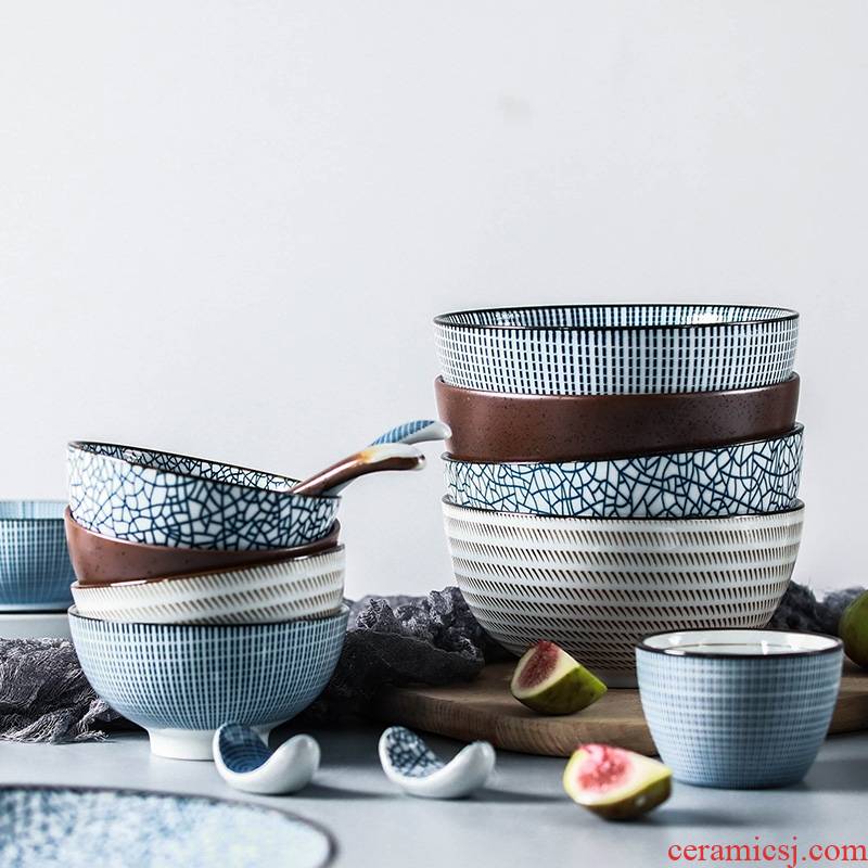 Japanese household ceramic bowl suit new dessert salad bowl millet rice bowl plate combination suit tableware
