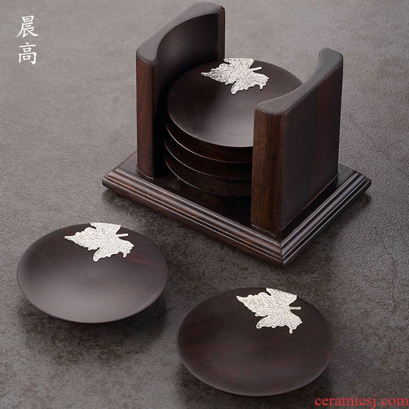 High morning cup holder, kung fu tea cup mat accessories Japanese zen tea solid wood base small cup dish