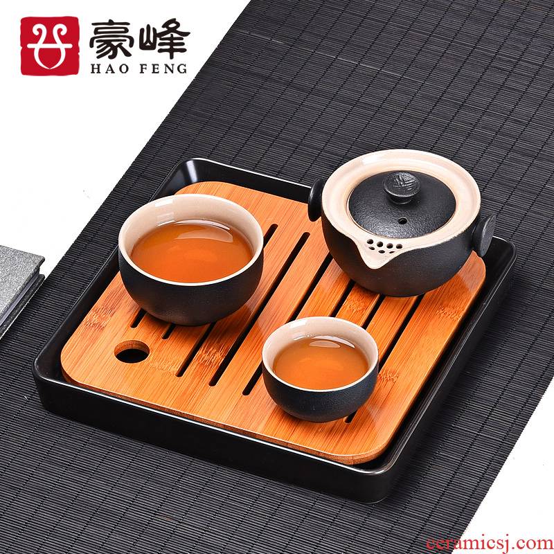 HaoFeng ceramic dry mercifully machine small mini water bamboo tea tray was kung fu tea tray with parts of a complete set of tea
