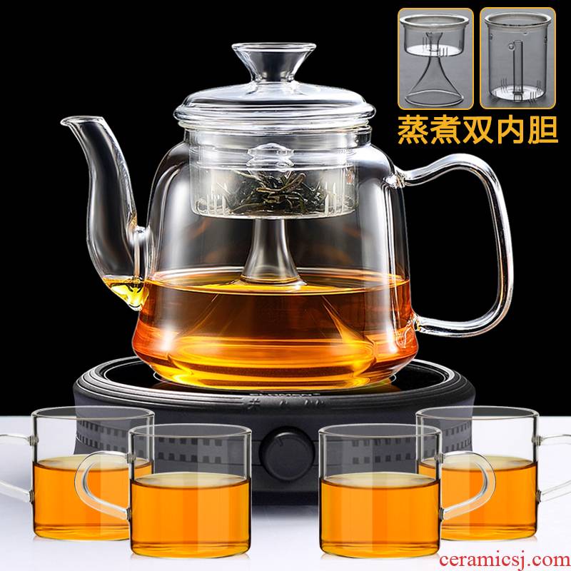 With thick glass steam pot heat resistant suit amphibious make tea kettle the boiled tea, the electric TaoLu automatic household