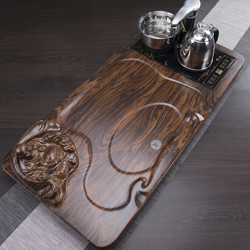 Ronkin the whole piece of solid wood tea tray automatic rectangle contracted household drainage tea sets tea sea, solid wood