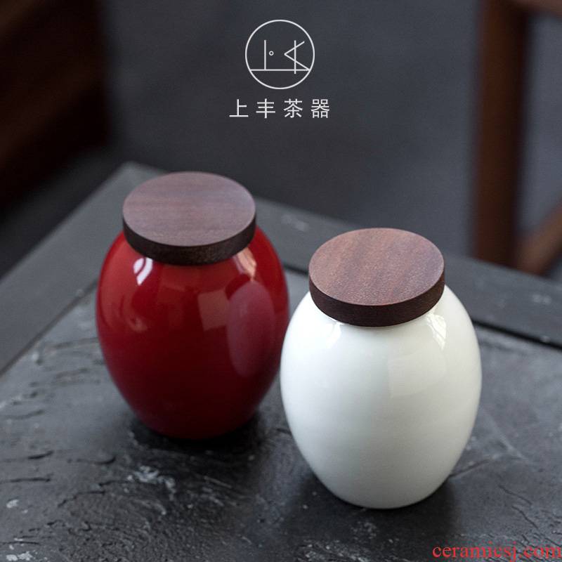 The an abundant ceramic mini trumpet tieguanyin tea caddy fixings seal cylinder herbs can of portable storage POTS