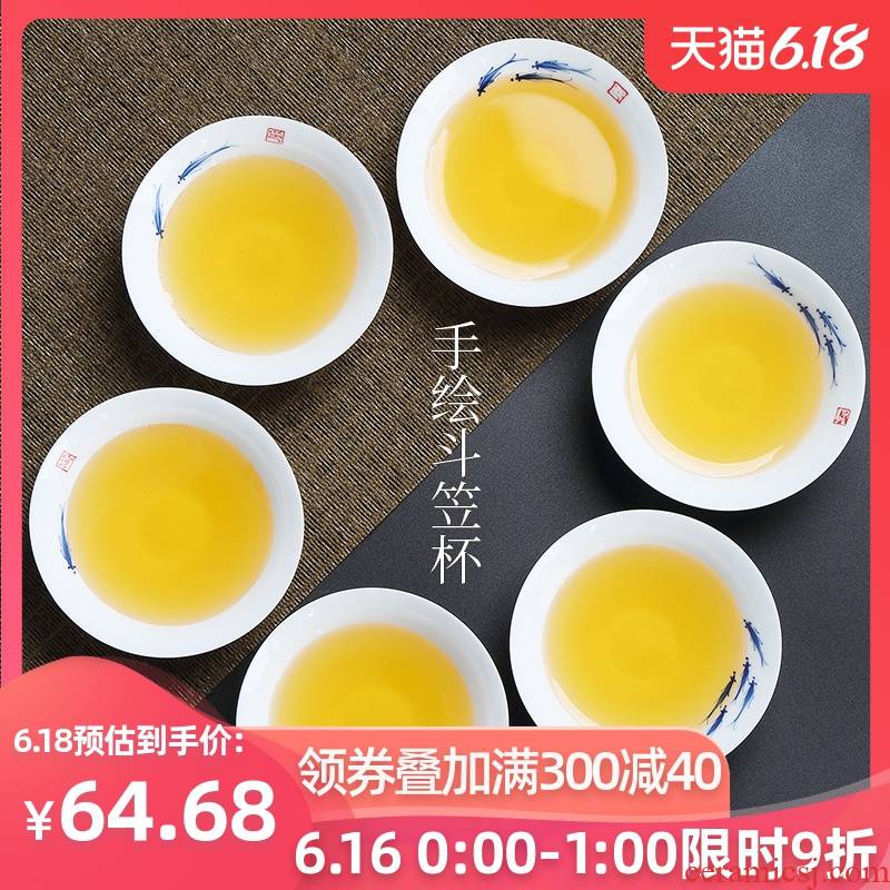 Tang Feng household hand - made ceramic sample tea cup perfectly playable cup contracted kung fu 6 small gift boxes only small cups of tea light