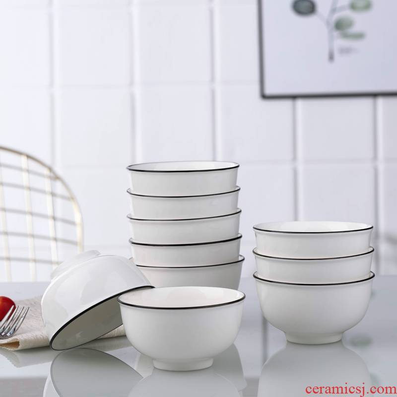 Jingdezhen Nordic to use household Japanese ceramic bowl chopsticks suit plate to eat a single small bowl of soup bowl bowl