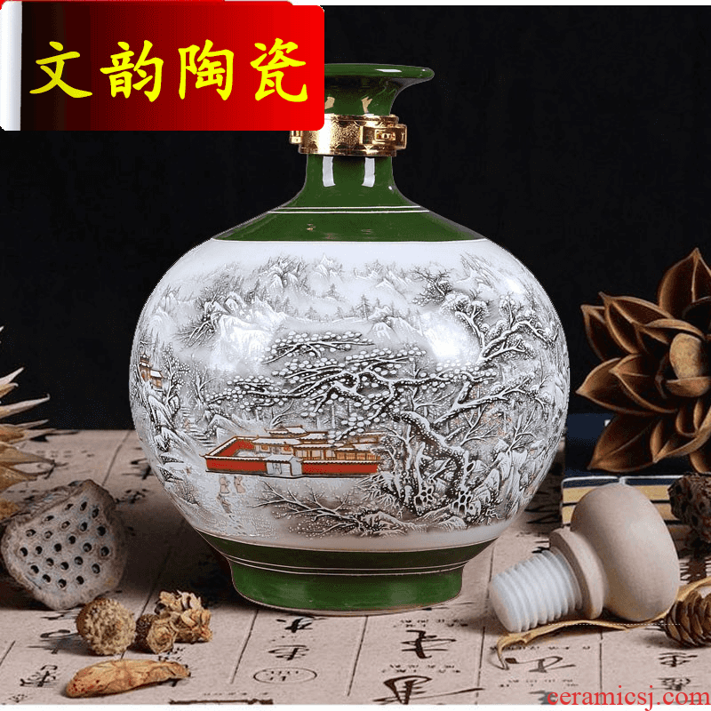 Wen rhyme of jingdezhen ceramic jars 10 kg snow seal wine it jars bottle wine pot brewing wine