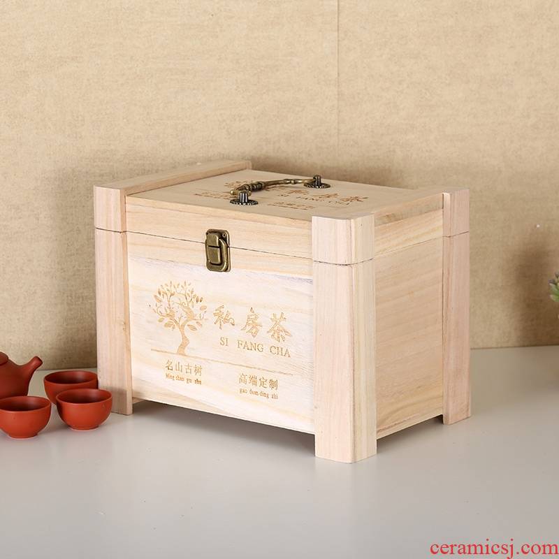 The General high - grade tea tea cake box wooden old fuding white tea General bulk puer tea packaging wooden cases