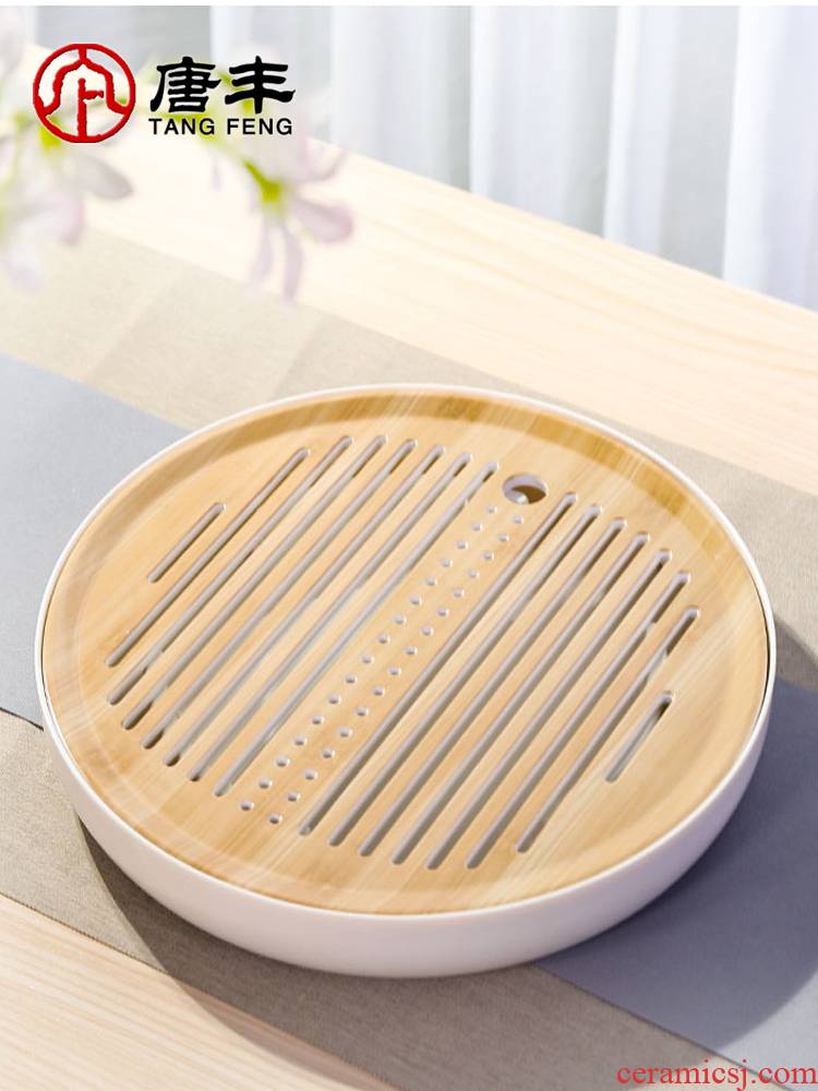 Tang Fengmi amine dry plate of kung fu tea tray was round tea table household contracted small tea saucer tray storage type