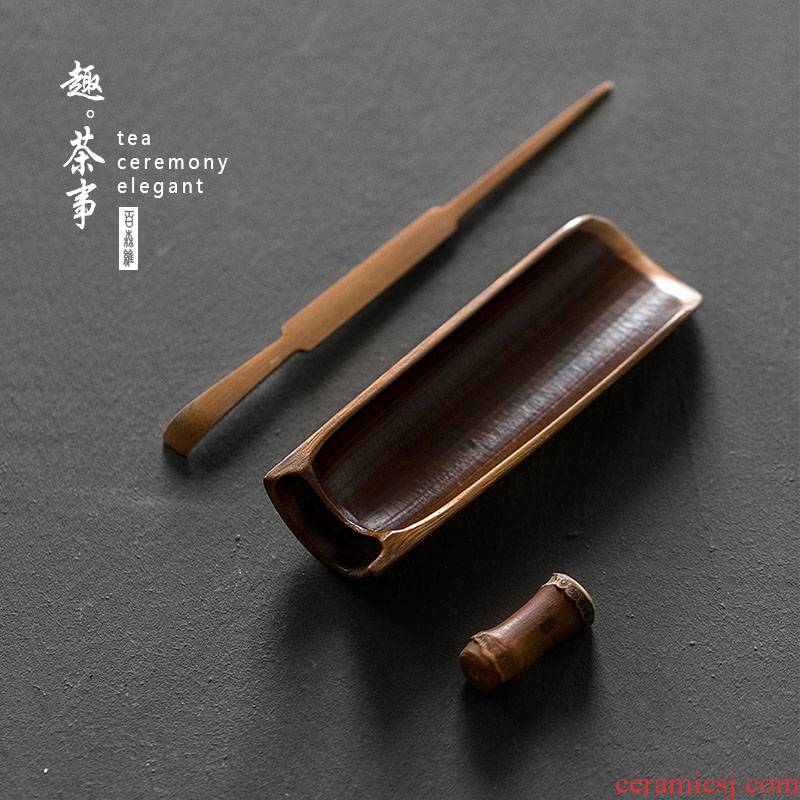 Babson d ancient tea is a three - piece checking bamboo 6 gentleman ChaZhen ChaBo tea kungfu tea accessories