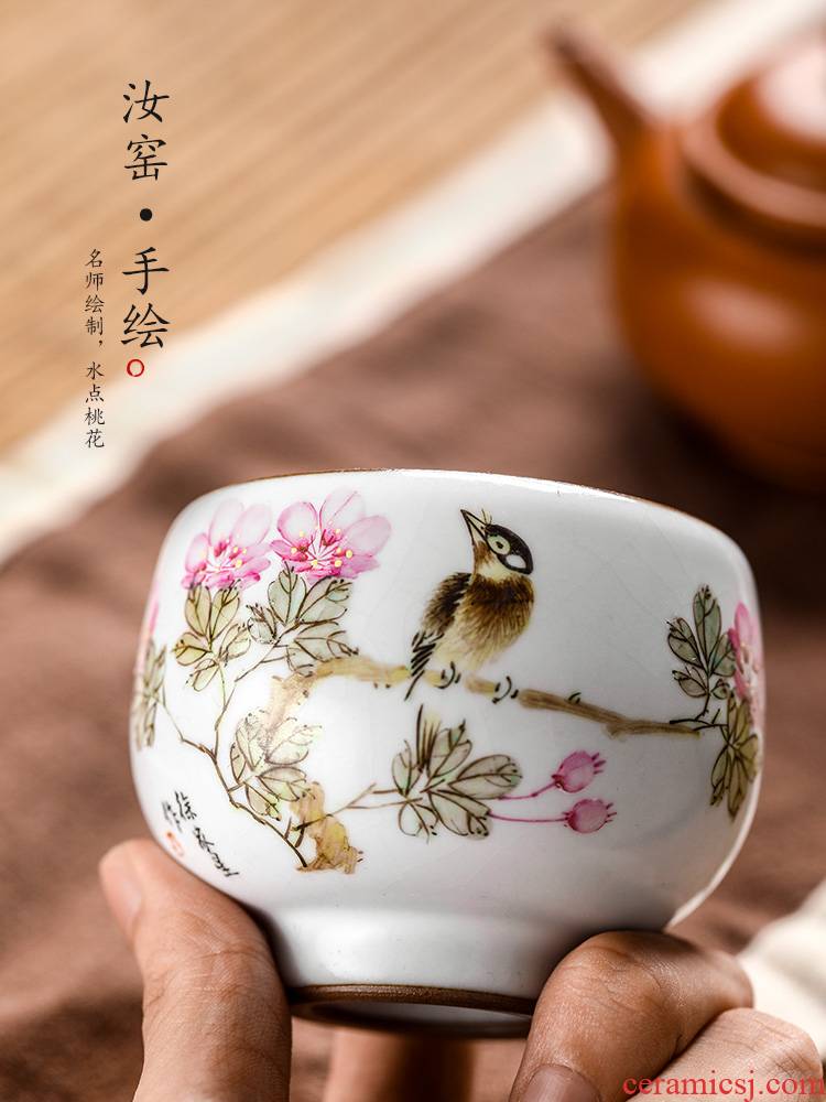 Jingdezhen Xu Jiaxing hand - made peach blossom put water point high - end master cup single CPU kung fu ceramic sample tea cup tea cups