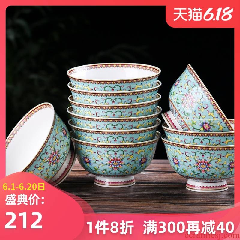 10 installs JingDe ceramic bowl only home to eat five inches tall foot against the hot bowl of rice ipads China longevity bowl of bowls