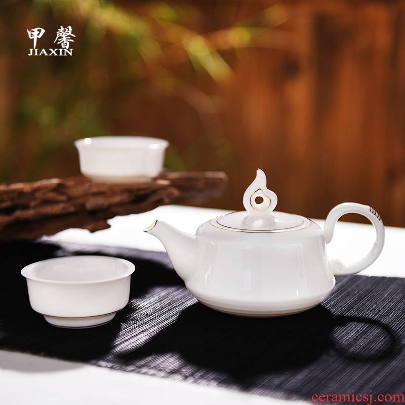 JiaXin white porcelain cloud wing a pot of two cups of dehua white ceramic tea set high white porcelain ceramic teapot kung fu tea set