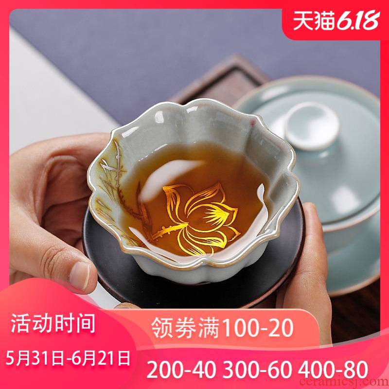 Hand - made anemones your up individual cups sliced open cups can raise large porcelain tea master cup of pure manual single CPU