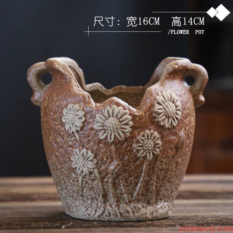 Coarse pottery flowerpot old running the breathable creative move gap high pot pot large fleshy plant special offer a clearance, fleshy