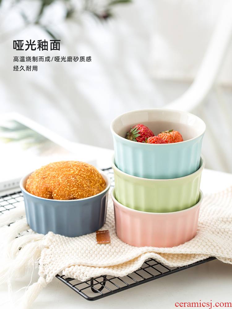 Shu she baked ceramic creative double peel milk dessert bowl, lovely steamed pudding cup cake mold baking dish bowl of oven