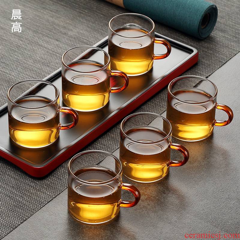 Kung fu tea cups suit household morning is high with the transparent glass cup only tea tea tea