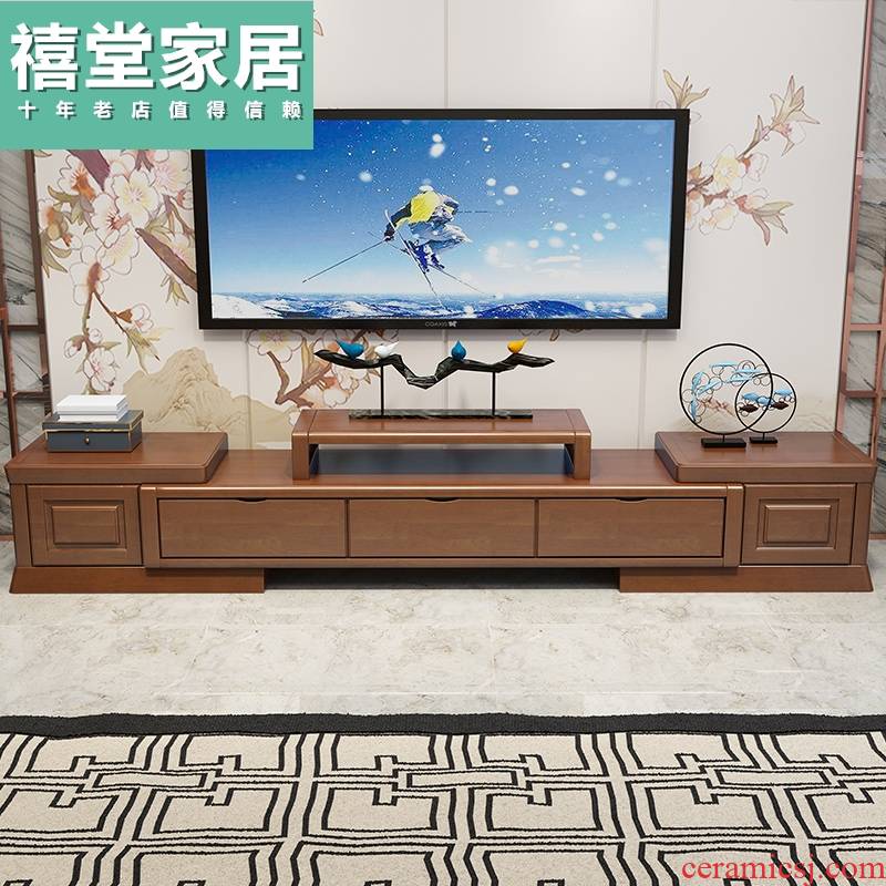 New Chinese style is I and contracted solid wood tea table TV ark combination scalable bedroom small store content ark, sitting room furniture