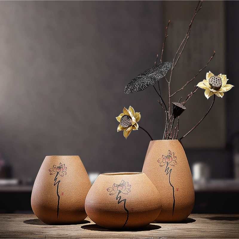Jingdezhen ceramic arts and crafts Chinese dried flower vase furnishing articles zen Japanese tea house sitting room home decoration decoration