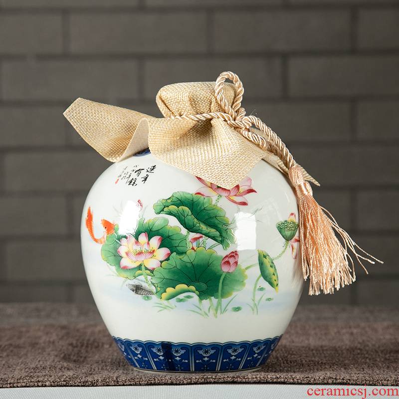 Jingdezhen ceramic jar 1/2/3/5/10 jin an empty bottle seal has successively more than hip mercifully wine