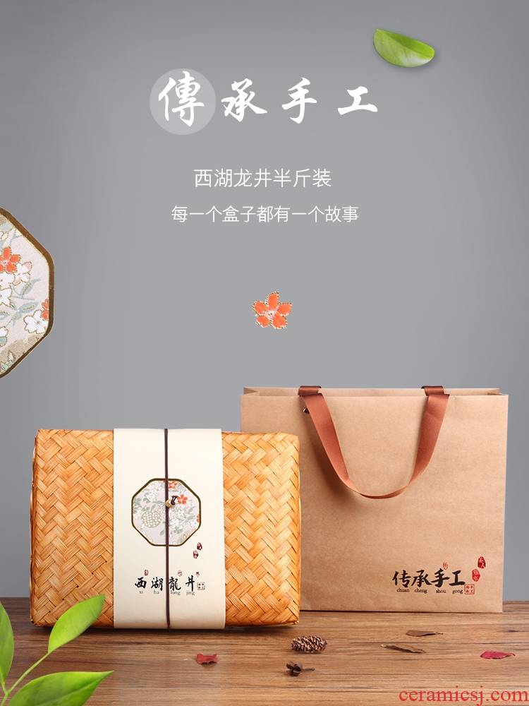 2019 heritage west lake bamboo has craft gift box aneroid general longjing tea longjing tea, green tea gift boxes the empty boxes