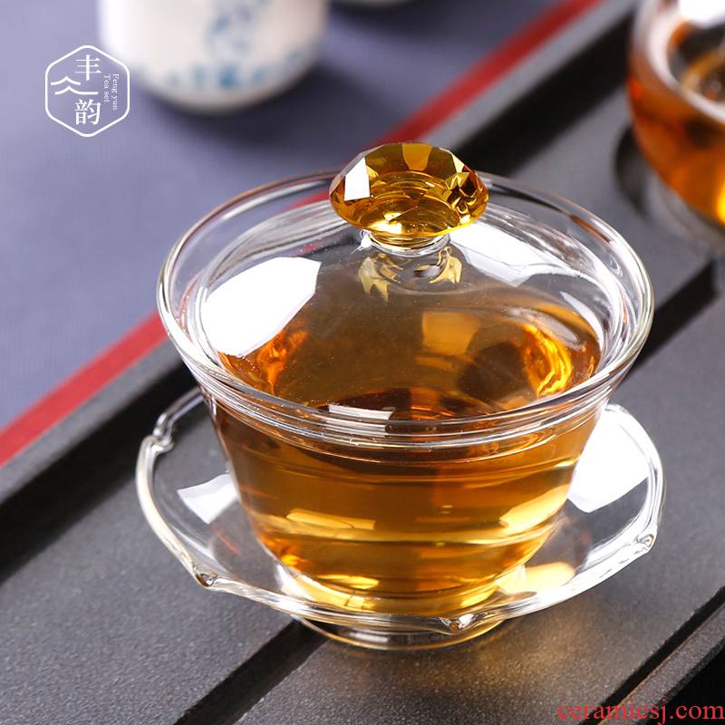 Tureen thickening heat - resistant glass tea cup three to suit individual transparent bowl large Japanese tea kungfu tea set