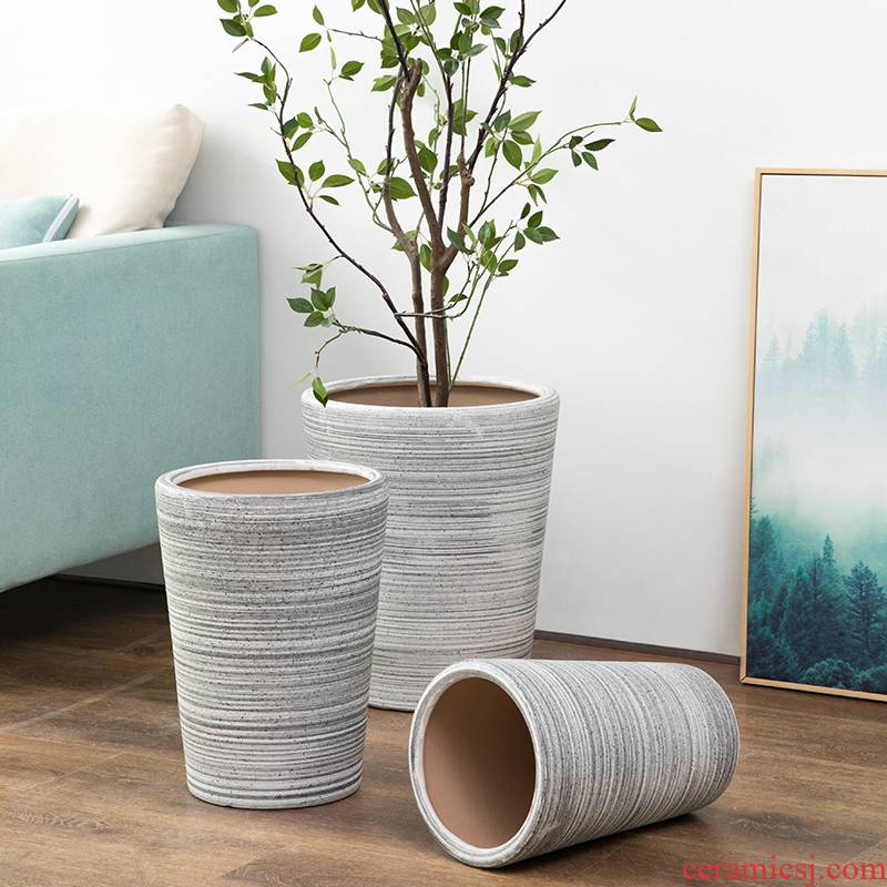 Ceramic sand flowerpot oversized northern wind mill large ground indoor and is suing green plant rich tree flower pot contracted a clearance