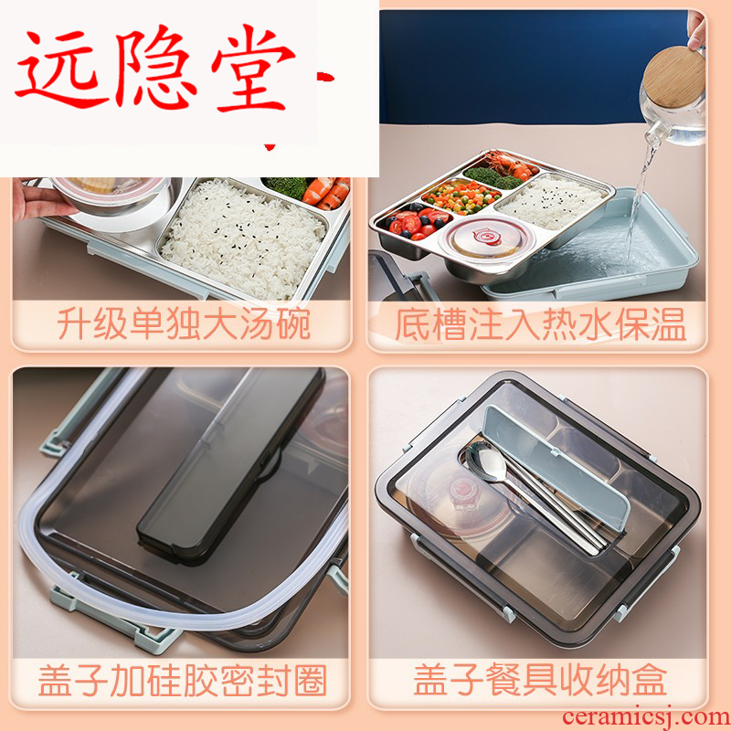 304 steel insulation lunch box office space type pupil portable boxes with tableware lunchbox sets