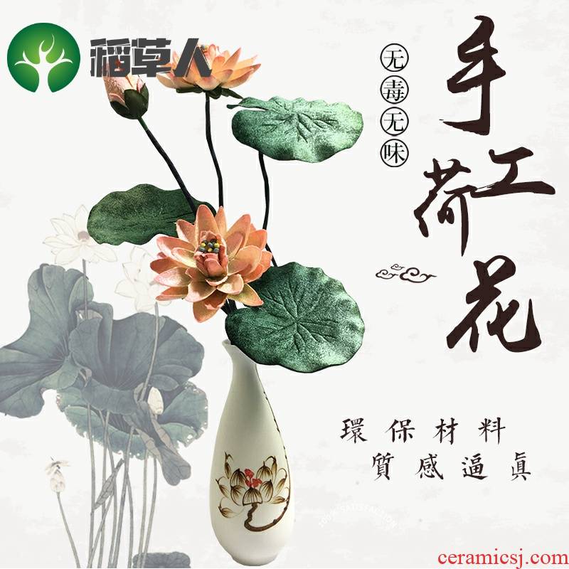 Simulation lotus Buddha zen flower arrangement before lotus temple worship Buddha artificial flowers flannelette silk flower vases household act the role ofing is tasted furnishing articles