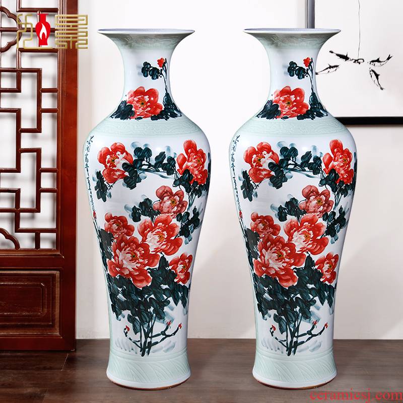 Jingdezhen ceramic hand - made ink stained the open prosperous vase household flower arranging Chinese sitting room porch place decoration